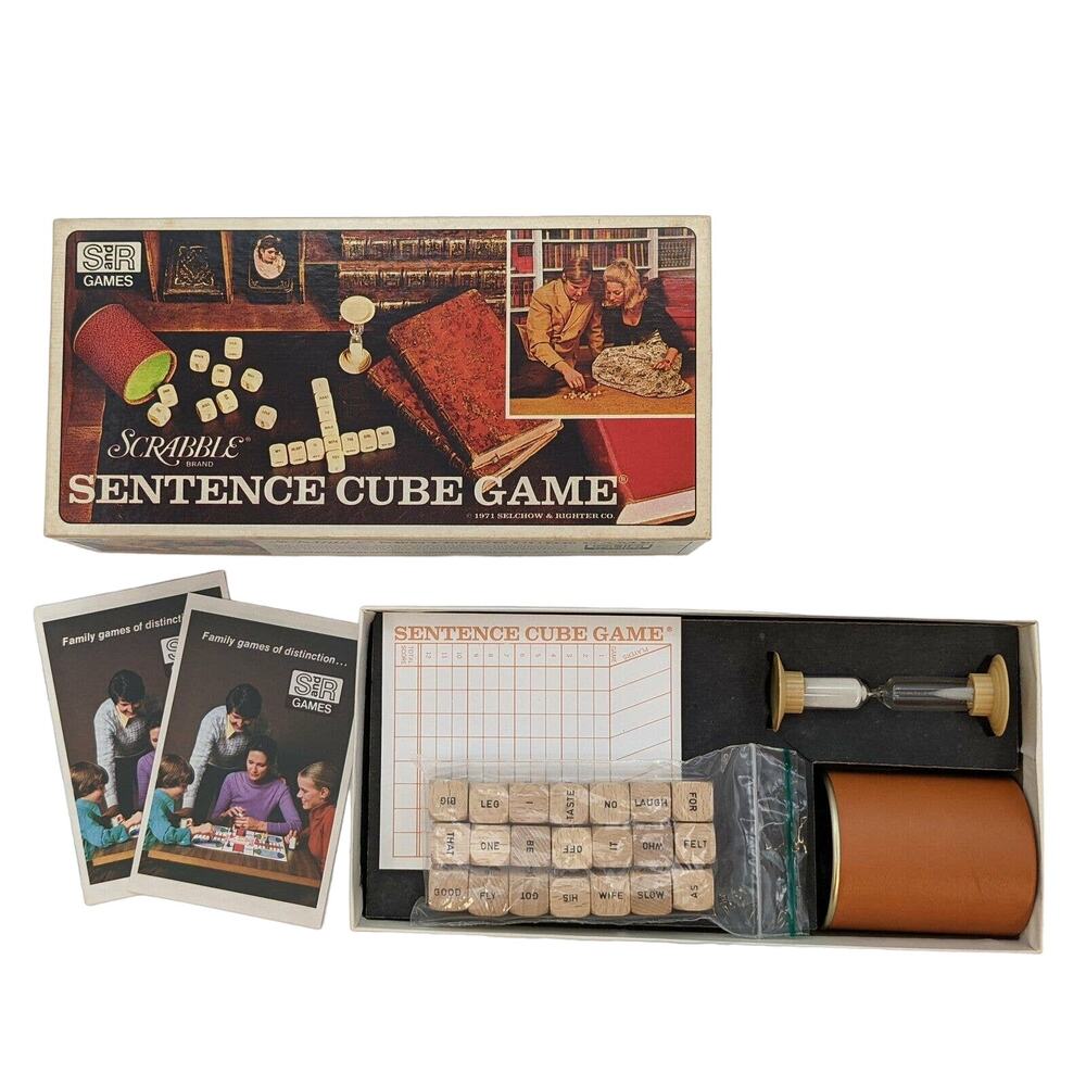 Scrabble Sentence Cube Game Complete (S & R, 1971) Vintage Word Game